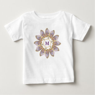 Camiseta Para Bebê Abstrato Angel Wings Mandala Fractal Monograma