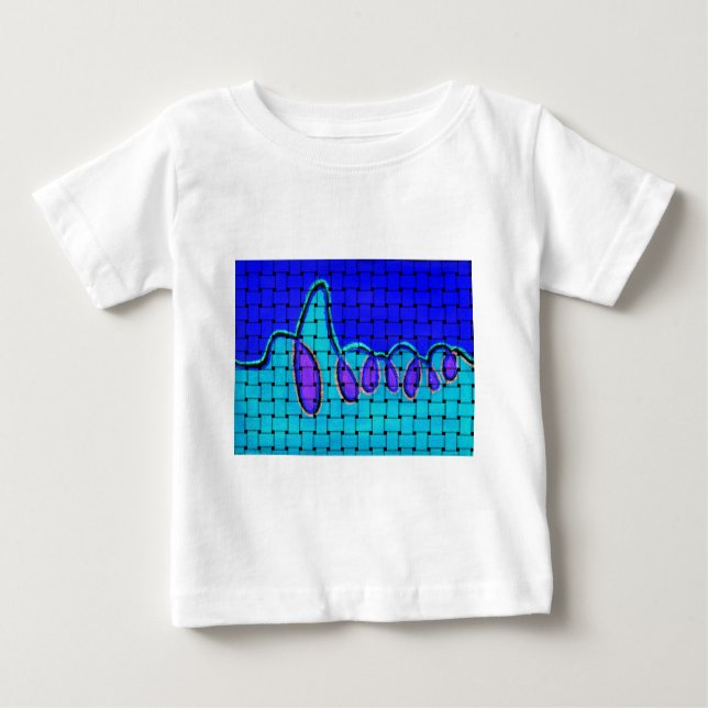 Camiseta Para Bebê Abstrato azul francês com textura tecida (Frente)
