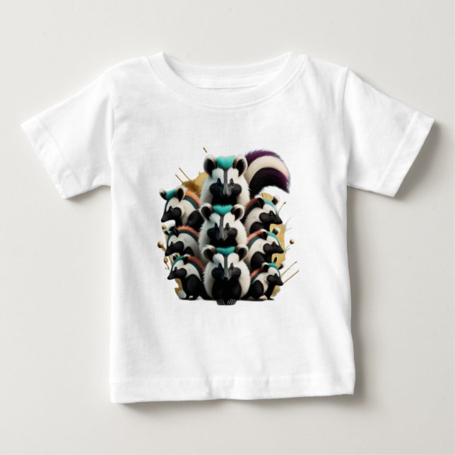 Camiseta Para Bebê Abstrato do grupo dos Skunks Engraçados (Frente)