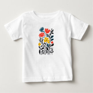 Camiseta Para Bebê Abstrato Flora, arte floral moderna