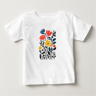 Camiseta Para Bebê Abstrato Flora, moderna arte floral Baby T Shirt