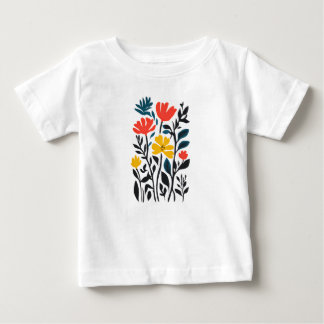Camiseta Para Bebê Abstrato Flora, moderna arte floral Baby T Shirt