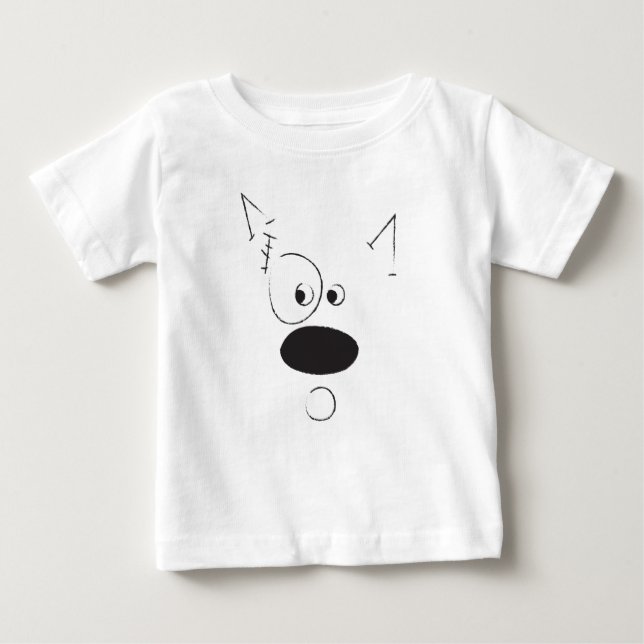 Camiseta Para Bebê Abstrato moderno Surpreendido Face De Cão (Frente)