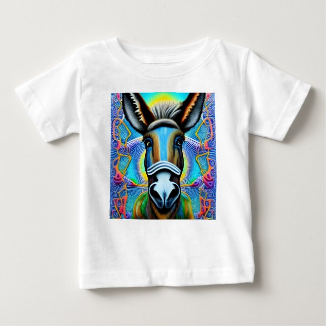 Camiseta Para Bebê Abstrato Multicolor Pequeno Macaco (Frente)