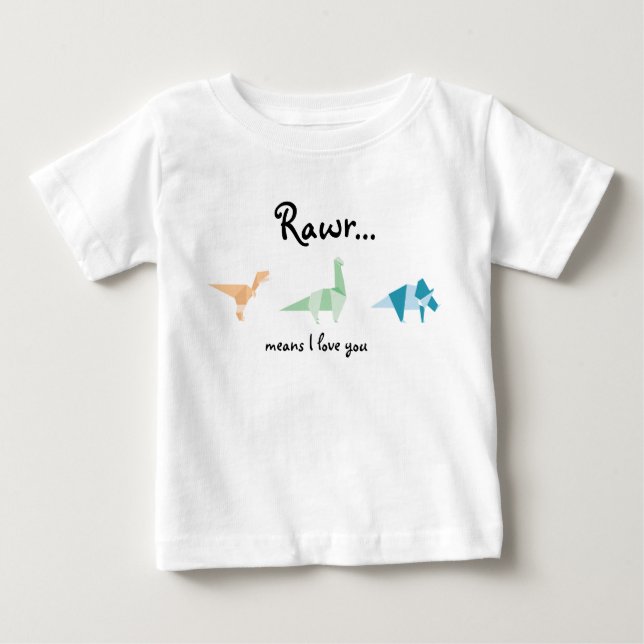 Camiseta Para Bebê Abstrato Rawr Quer Dizer Que Te Amo Dizendo Dinoss (Frente)