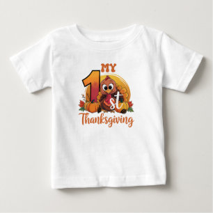 Camiseta Para Bebê Açafrão de Ação de Graças Rústico Aquarela Outono