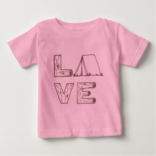 Camiseta Para Bebê Acampamento Love Tent