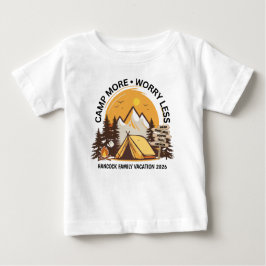 Camiseta Para Bebê Acampamento Mais Preocupado Menos Acampamento
