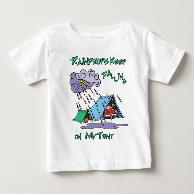 Camiseta Para Bebê Acampamento Raindrops (Frente)
