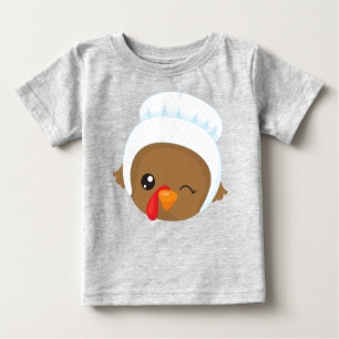Camiseta Para Bebê Ação de Graças à Turquia, Turquia Marrom, Bonnet P