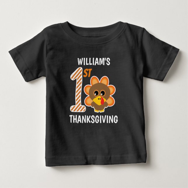 Camiseta Para Bebê Ação de Graças de 🦃 Bebê (Frente)