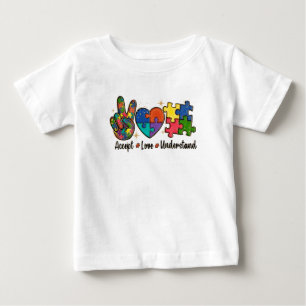 Camiseta Para Bebê Aceitar o Amor Compreender - Sensibilização Autism