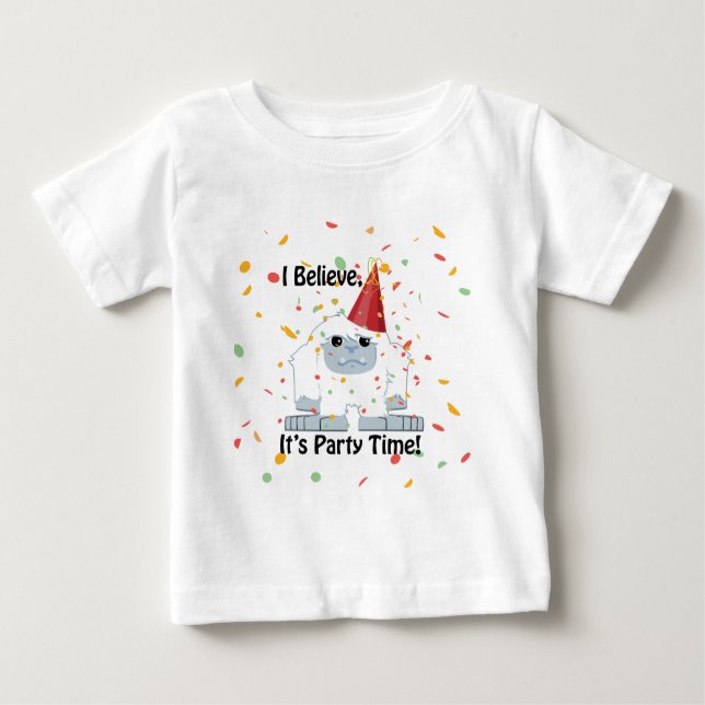 Camiseta Para Bebê Acho que é hora da festa Yeti (Frente)