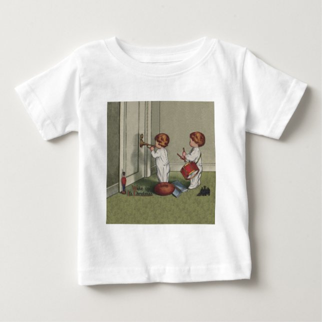 Camiseta Para Bebê Acordar Sua linda ilustração infantil de Natal (Frente)