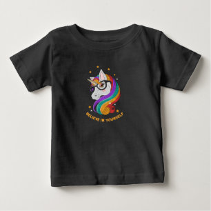 Camiseta Para Bebê Acredite em si mesmo Unicórnio
