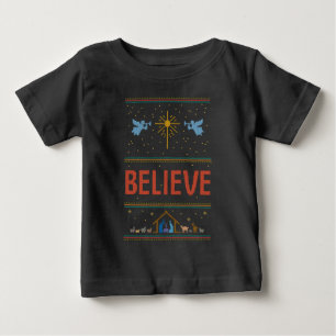 Camiseta Para Bebê ACREDITE FELIZ Cristão Religioso no Velho Natal