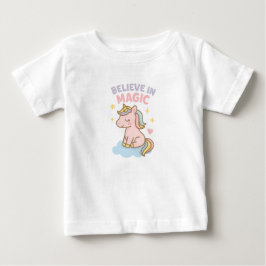 Camiseta Para Bebê Acredite na Magia – Sonho de Unicórnio Pastel