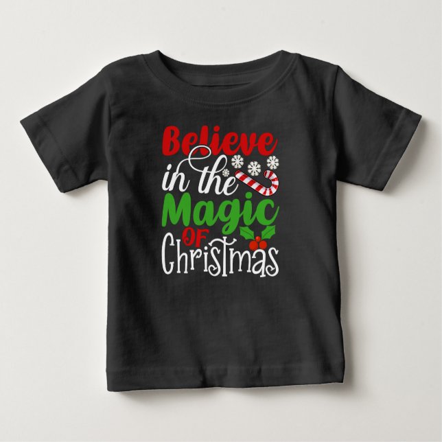 Camiseta Para Bebê Acredite na Mágica do Natal-82301 (Frente)