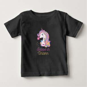 Camiseta Para Bebê Acredite No Unicórnio Mágico