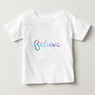 Camiseta Para Bebê Acreditem na Tipografia das Cores d'Água