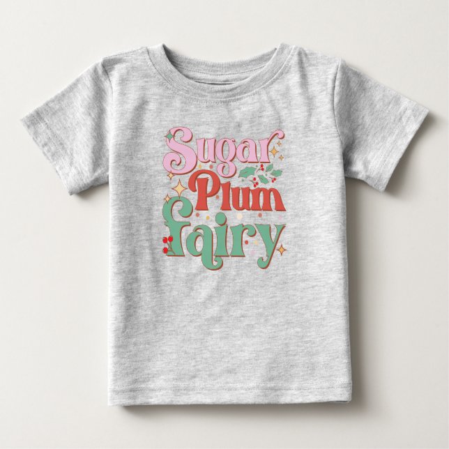 Camiseta Para Bebê Açúcar Pluma Fada Fada de Fada de Natal (Frente)