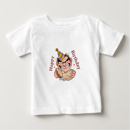 Camiseta Para Bebê Adesivo de Aniversário Divertido