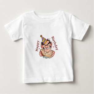 Camiseta Para Bebê Adesivo de Aniversário Divertido