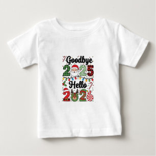 Camiseta Para Bebê Adeus 2025 Olá 2026 Resolução de Ano Novo
