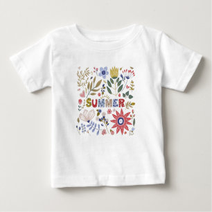 Camiseta Para Bebê Adeus Escola, Olá Verão E Flores