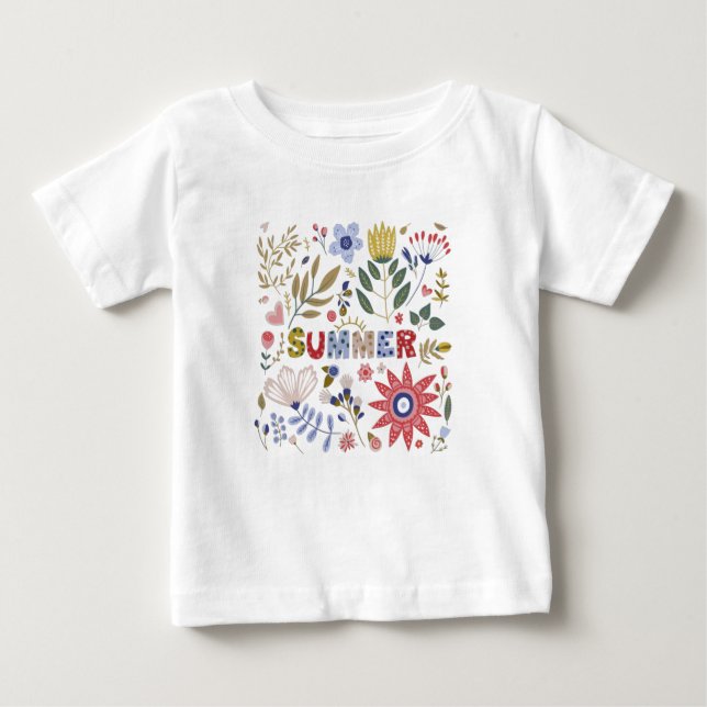 Camiseta Para Bebê Adeus Escola, Olá Verão E Flores (Frente)