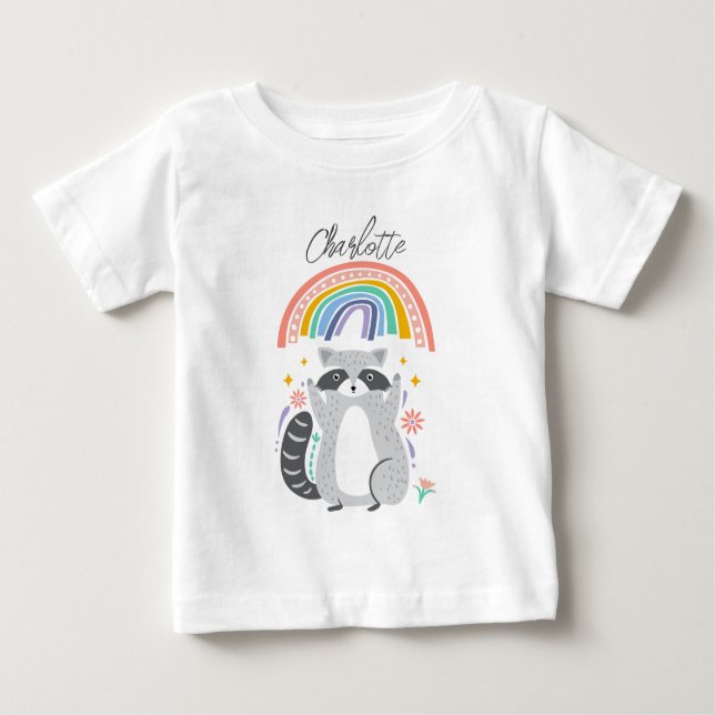 Camiseta Para Bebê Adicionar nome a Racoon e Festa de aniversário arc (Frente)