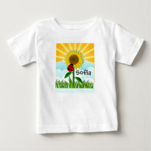 Camiseta Para Bebê Adicionar nome do bebê à camiseta Sunshine e Sunfl