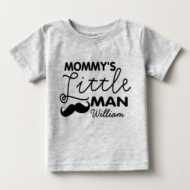 Camiseta Para Bebê Adicionar Nome Mamãe Homem Pequeno (Frente)