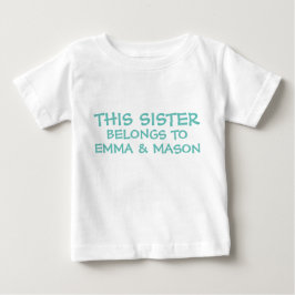 Camiseta Para Bebê Adicione nomes de irmão/irmã no da irmã mais nova
