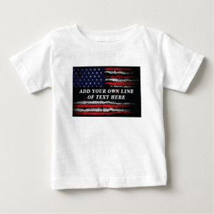 Camiseta Para Bebê Adicione o seu próprio texto no amassado bandeira