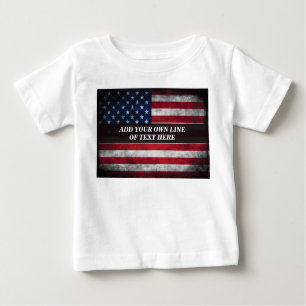 Camiseta Para Bebê Adicione seu texto ao sinalizador americano