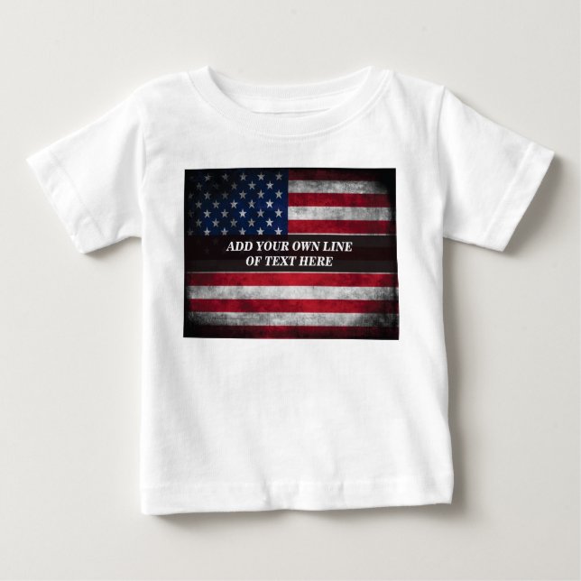 Camiseta Para Bebê Adicione seu texto ao sinalizador americano (Frente)
