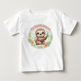 Camiseta Para Bebê Adorable Baby Sloth "My Spirit Animal" Cute Floral