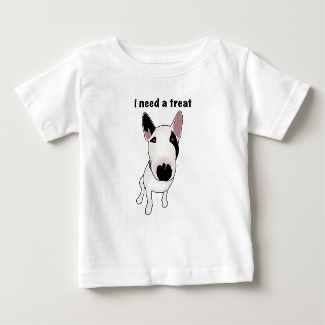 Camiseta Para Bebê Adorable English Bull Terrier wants a treat (Frente)
