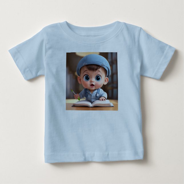 Camiseta Para Bebê "Adorable Smart Baby Cartoon Impressão" (Frente)