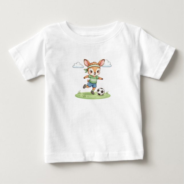 Camiseta Para Bebê Adorable Soccer Fawn Kids Graphic Tee (Frente)