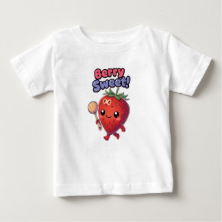 Camiseta Para Bebê Adorable Strawberry with Maraca and 'Berry Sweet