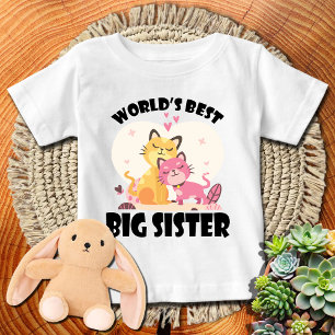 Camiseta Para Bebê Adoráveis Gatinhos 🐱 Melhor Irmã Mais Velha do Mu