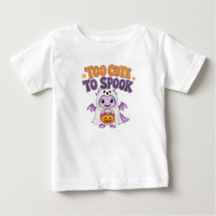 Camiseta Para Bebê Adorável Bebê Dragão Fantasma Roxo de Halloween