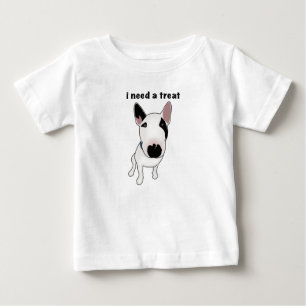 Camiseta Para Bebê Adorável Bull Terrier inglês quer um petisco