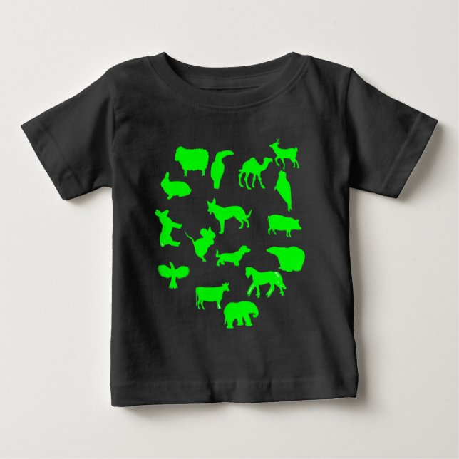 Camiseta Para Bebê Adorável Colagem Animal Bebê Roupa Perfeita Presen (Frente)