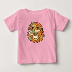 Camiseta Para Bebê Adorável Espírito de Folha de Outono com Cogumelos