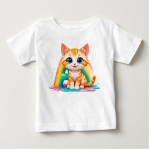 Camiseta Para Bebê Adorável Gatinho Laranja de Desenho Animado