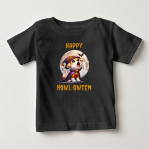 Camiseta Para Bebê Adorável Halloween Pup Debaixo da Lua