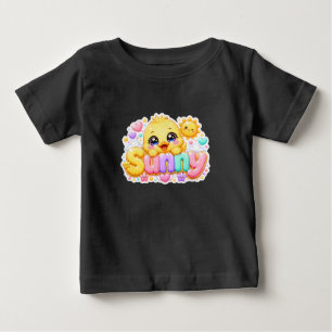 Camiseta Para Bebê Adorável Kawaii Franguinho Ensolarado Nome Pastel
